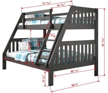 Canal House Bunk Beds TF100+UBD100 TwinOverFull Bunk Bed White with Pair of Under Bed Drawers